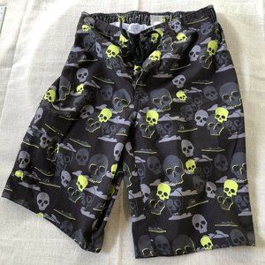 Hang Ten Boys Size L Swim trunks Black Gray  Neon